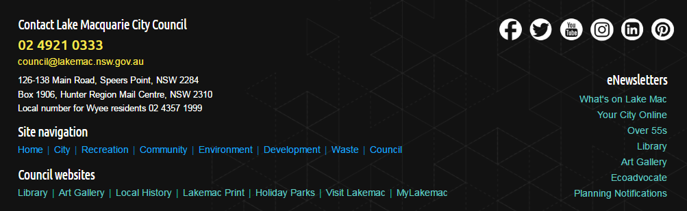 Lake Macquarie Council website