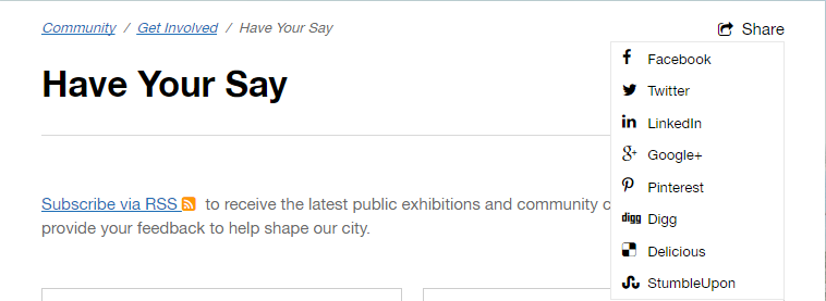 Newcastle City Council sharing buttons